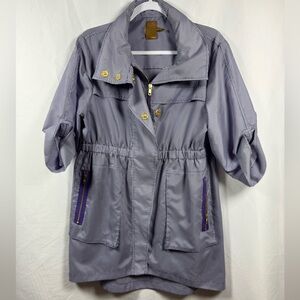 Ali Ro Anorak Rain Jacket/Coat W/Hidden Hood Blue & White Gingham 10